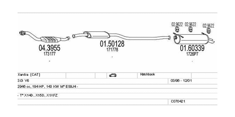 Výfukový systém CITROEN Xantia 3.0 2946ccm 143kw Hatchback