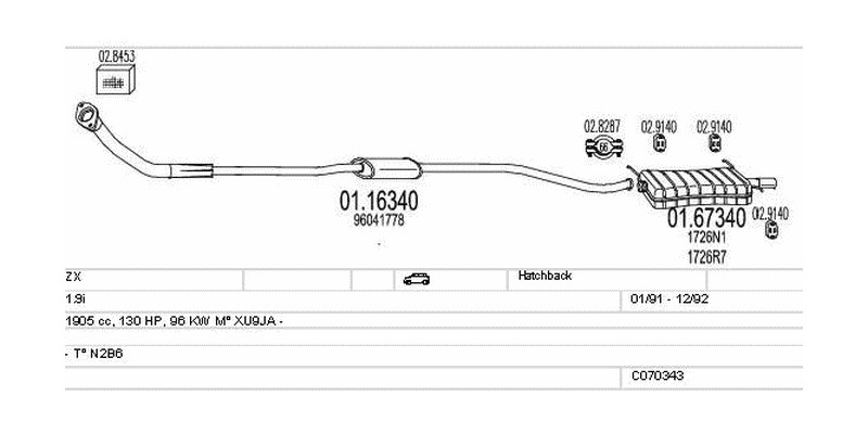 Výfukový systém CITROEN ZX 1.9 1905ccm 96kw Hatchback