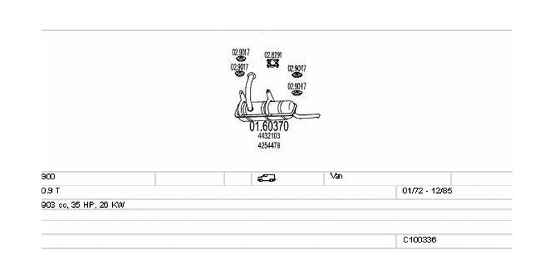 Výfukový systém FIAT 900 0.9 903ccm 26kw Van