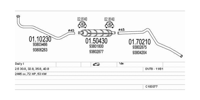 Výfukový systém FIAT Daily I 2.5 2445ccm 53kw Van