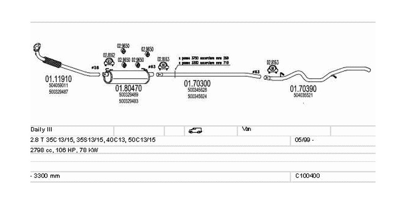 Výfukový systém FIAT Daily III 2.8 2798ccm 78kw Van