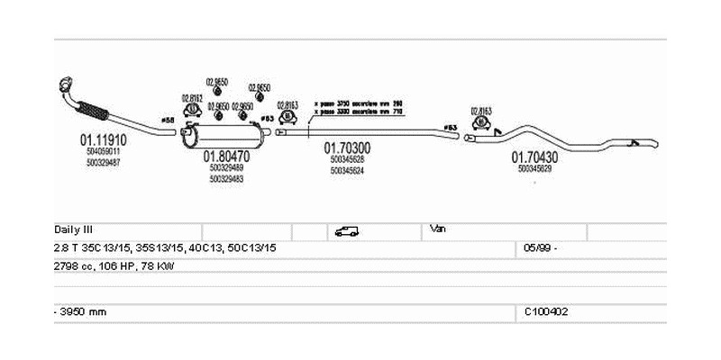 Výfukový systém FIAT Daily III 2.8 2798ccm 78kw Van