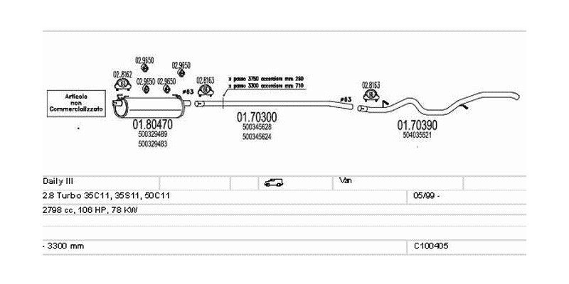 Výfukový systém FIAT Daily III 2.8 2798ccm 78kw Van