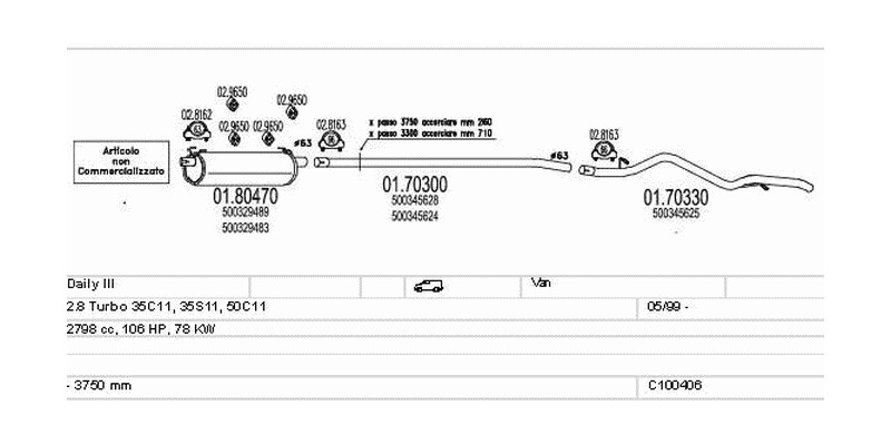 Výfukový systém FIAT Daily III 2.8 2798ccm 78kw Van