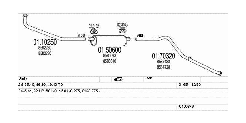 Výfukový systém FIAT Daily I 2.5 2445ccm 68kw Van