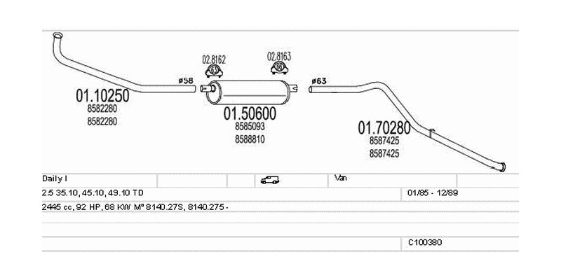 Výfukový systém FIAT Daily I 2.5 2445ccm 68kw Van