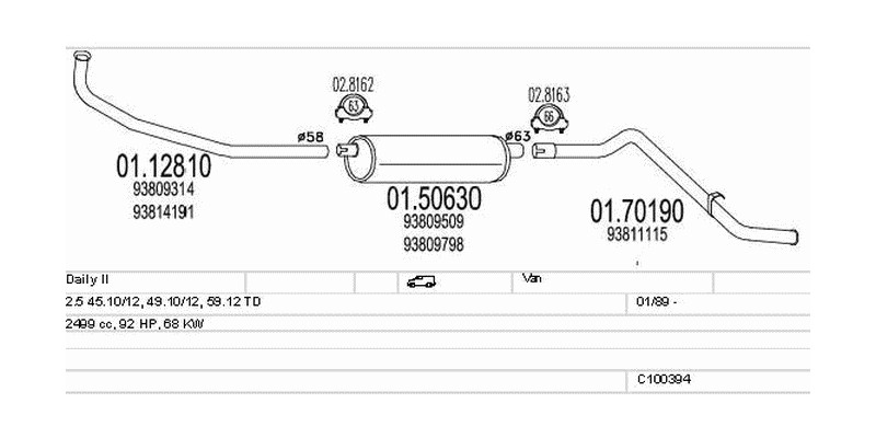 Výfukový systém FIAT Daily II 2.5 2499ccm 68kw Van