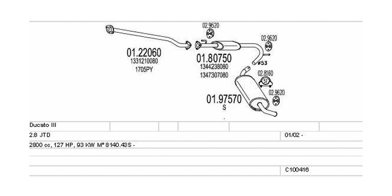 Výfukový systém FIAT Ducato III 2.8 2800ccm 93kw