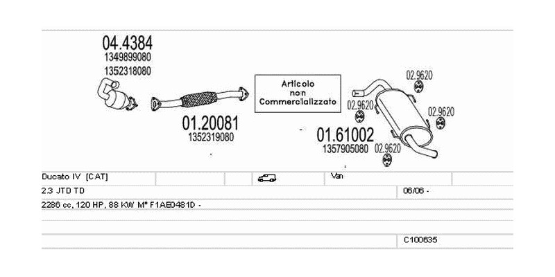 Výfukový systém FIAT Ducato IV 2.3 2286ccm 88kw Van