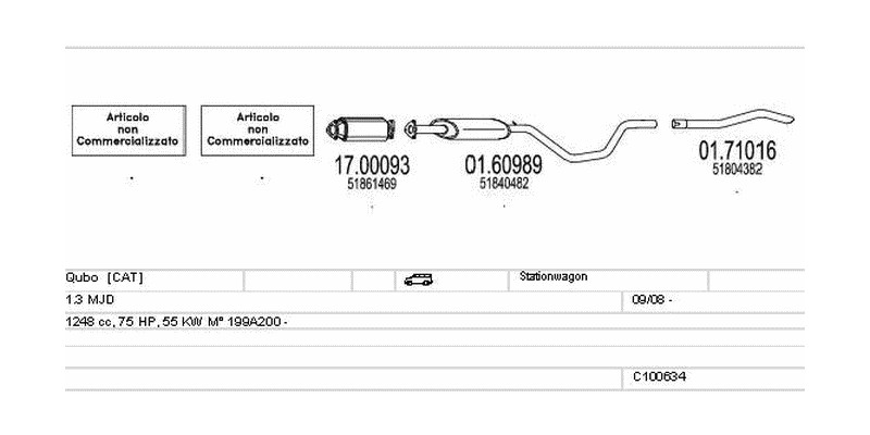 Výfukový systém FIAT Qubo 1.3 1248ccm 55kw Stationwagon