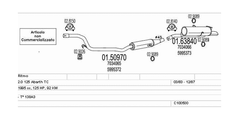 Výfukový systém FIAT Ritmo 2.0 1995ccm 92kw