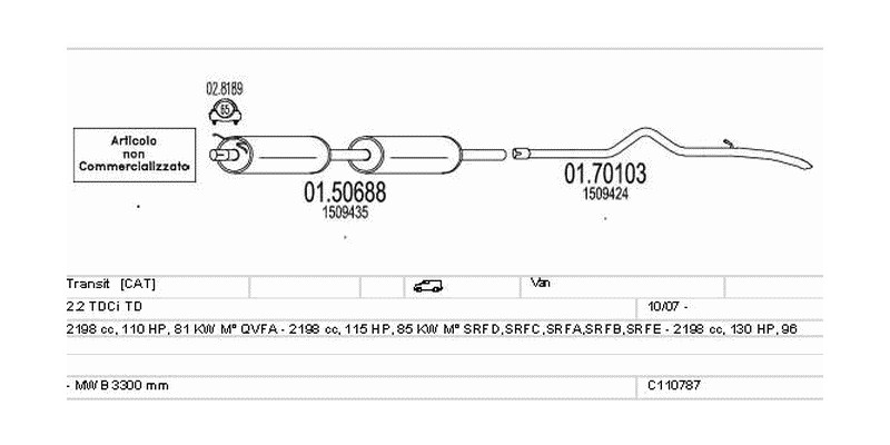 Výfukový systém FORD Transit 2.2 2198ccm 96kw Van