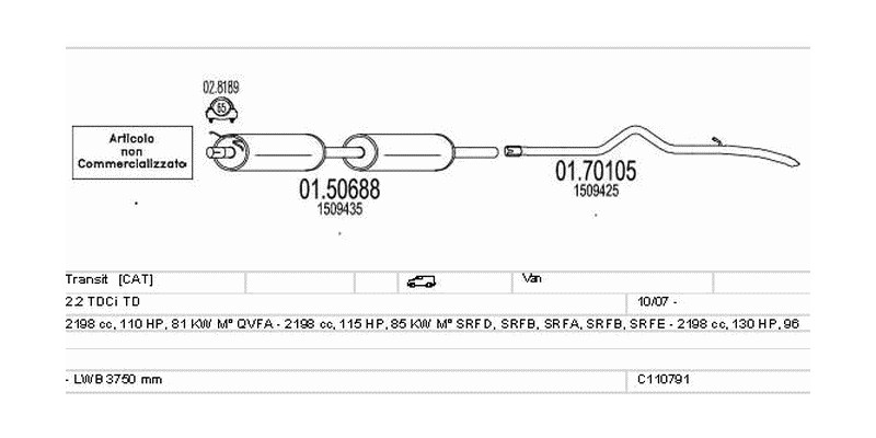 Výfukový systém FORD Transit 2.2 2198ccm 96kw Van