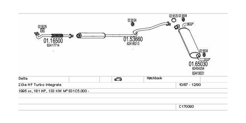 Výfukový systém LANCIA Delta 2.0 1995ccm 133kw Hatchback