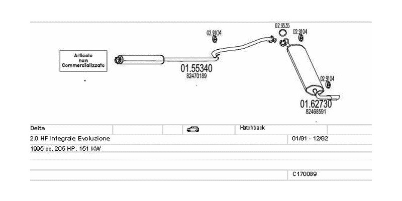 Výfukový systém LANCIA Delta 2.0 1995ccm 151kw Hatchback