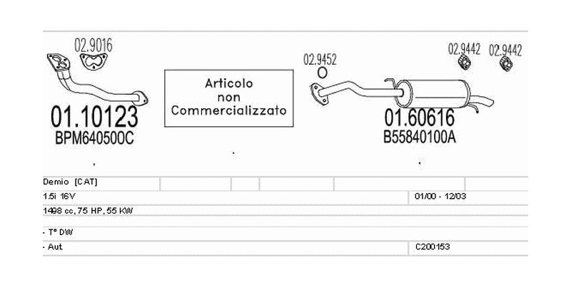 Výfukový systém MAZDA Demio 1.5 1498ccm 55kw