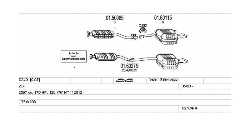 Výfukový systém MERCEDES C240 2.6 2597ccm 125kw Sedan Stationwagon