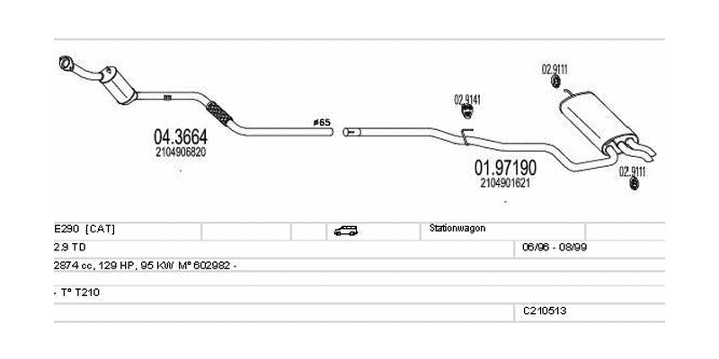 Výfukový systém MERCEDES E290 2.9 2874ccm 95kw Stationwagon