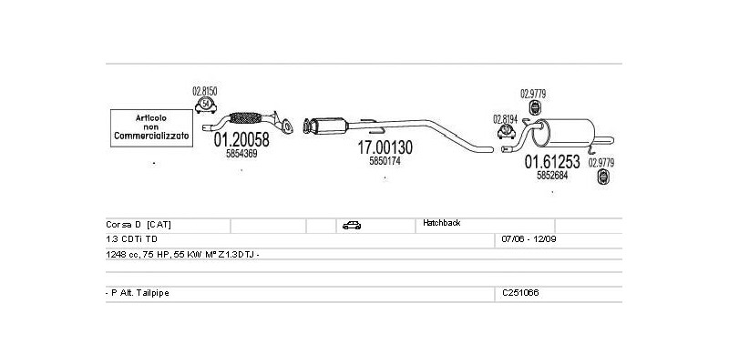 Výfukový systém OPEL Corsa D 1.3 1248ccm 55kw Hatchback