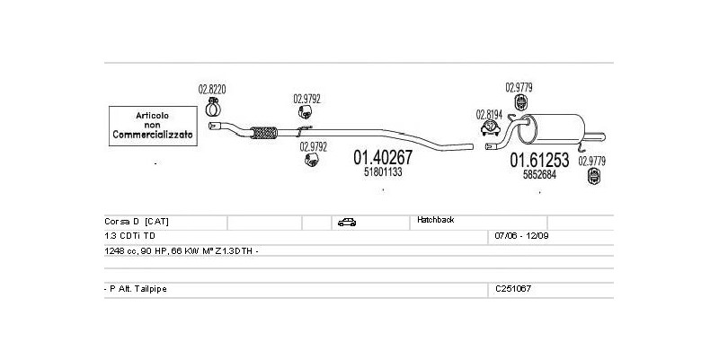 Výfukový systém OPEL Corsa D 1.3 1248ccm 66kw Hatchback