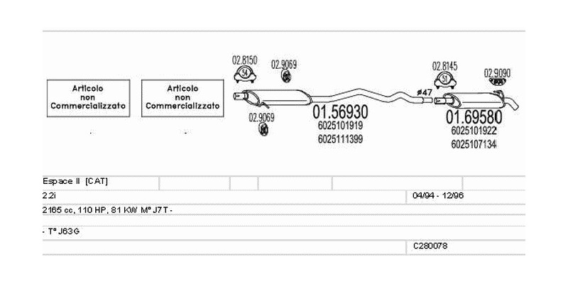 Výfukový systém RENAULT Espace II 2.2 2165ccm 81kw